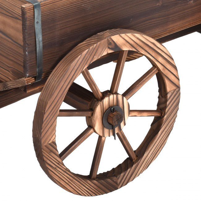 Wood Wagon Planter Pot Stand with Wheels - Divine Heart L.A.