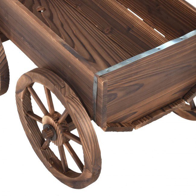 Wood Wagon Planter Pot Stand with Wheels - Divine Heart L.A.