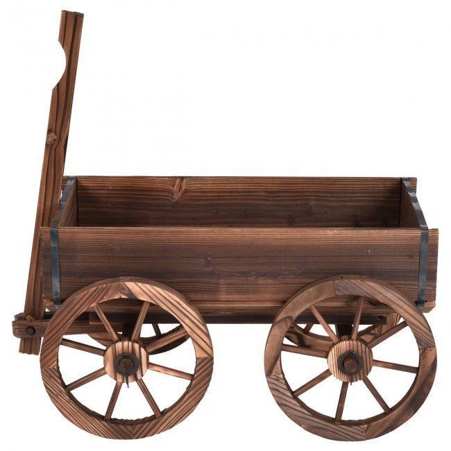 Wood Wagon Planter Pot Stand with Wheels - Divine Heart L.A.