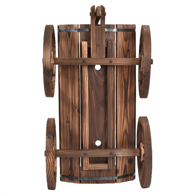 Wood Wagon Planter Pot Stand with Wheels - Divine Heart L.A.